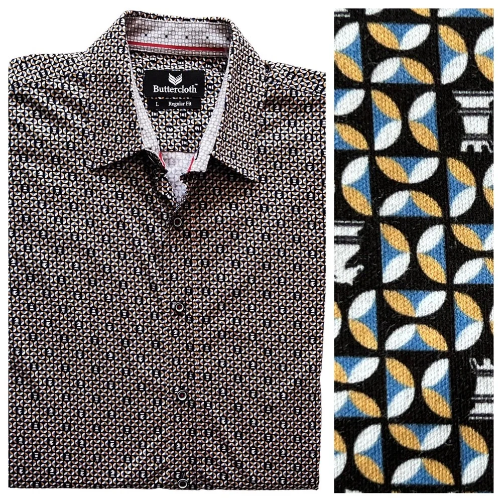 Buttercloth Regular Fit Long Sleeve Chess Print Shirt | LARGE